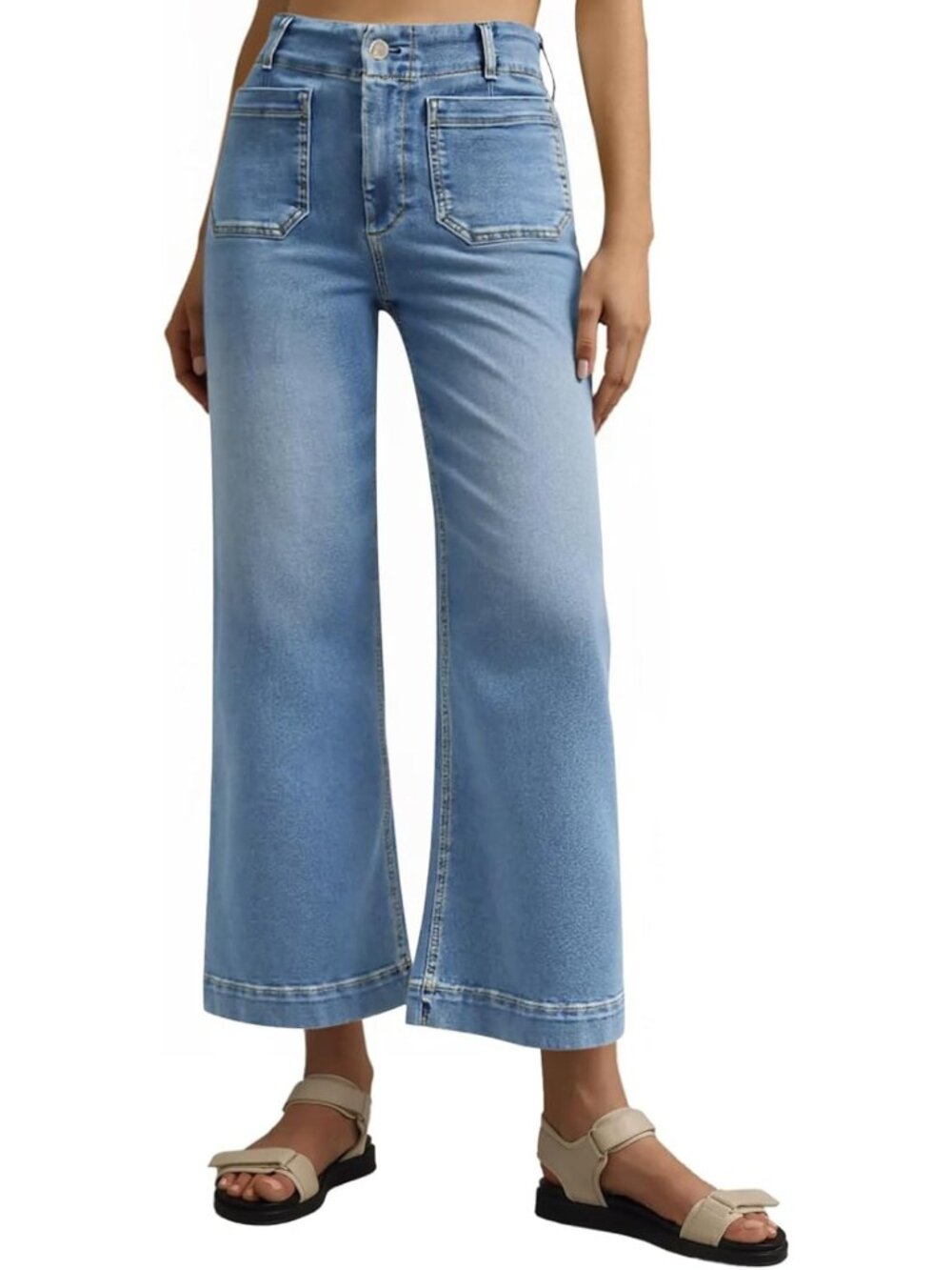 High-Waisted Wide Leg Cropped Jeans for Women | Baggy Denim Pants